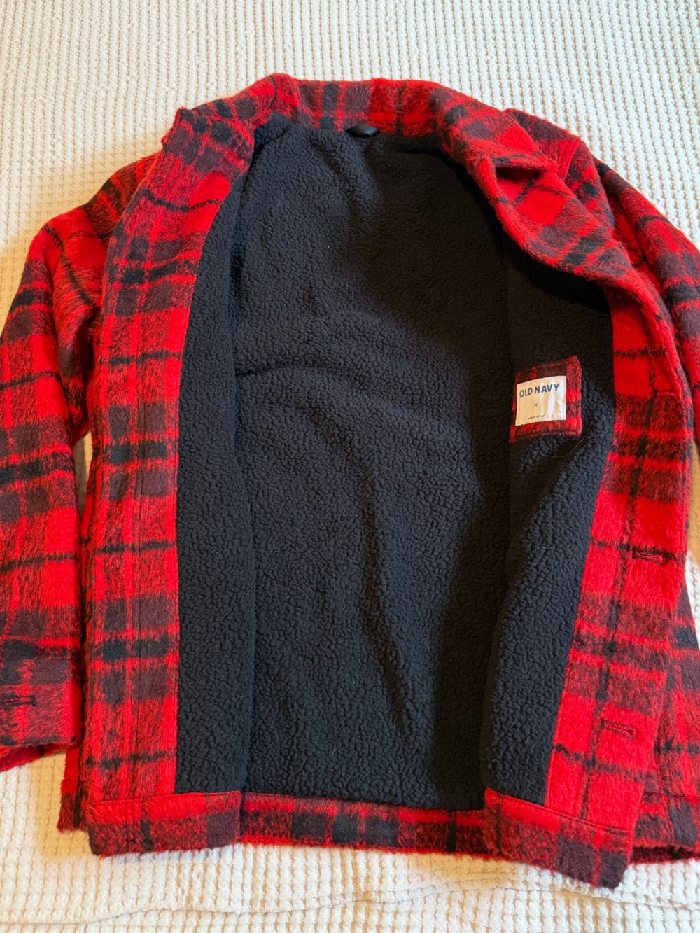 Red Plaid Sherpa-Lined men’s Coat